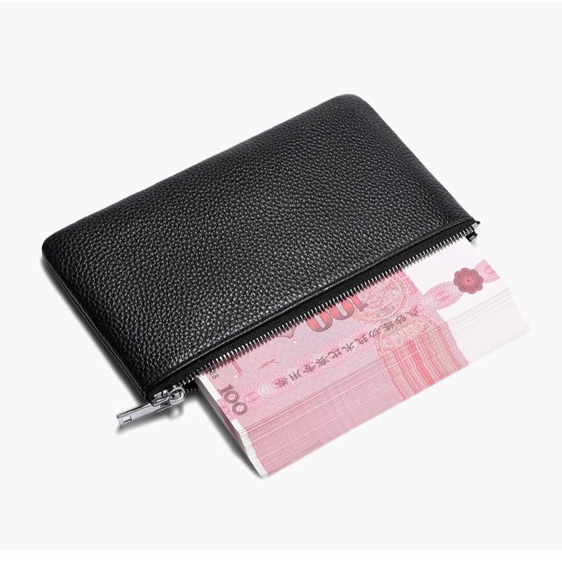 长款荔枝皮拉链钱包多功能大容量零钱包手机包耳机现金证件收纳包