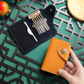 钥匙包高档男款 简约大容量腰挂真牛皮多功能拉链锁匙包卡包二合一