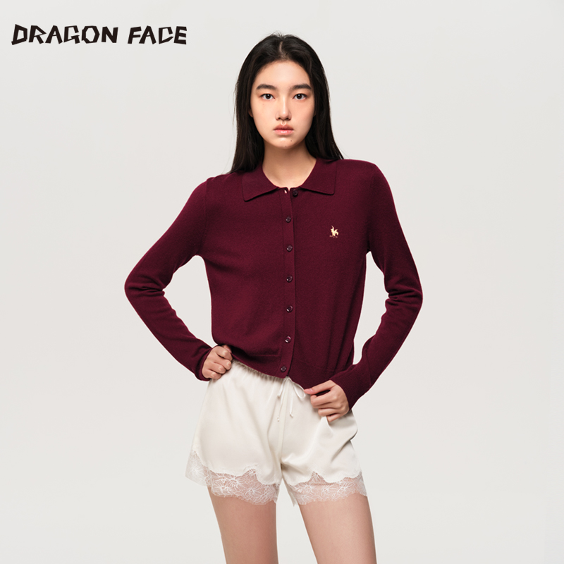 【明星同款】龙脸 DRAGON FACE 羊毛翻领开衫 针织开衫