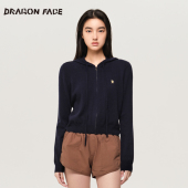 平纹连帽拉链羊绒开衫 100%山羊绒 DRAGON FACE 明星同款 龙脸