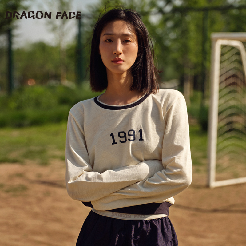 【明星同款】龙脸DRAGON FACE NewVintage撞色束口长袖T恤