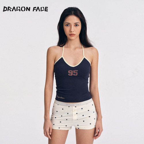 【明星同款】龙脸 DRAGON FACE 复古撞色背心 修身挂脖运动背心