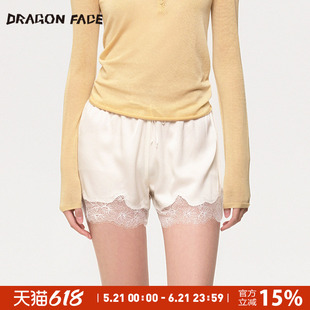 【明星同款】龙脸DRAGON FACE 醋酸缎光蕾丝短裤 休闲短裤