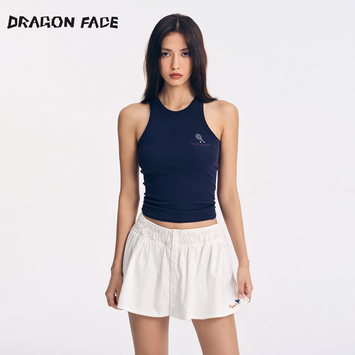【明星同款】龙脸 DRAGON FACE  海岛亚麻松紧抽褶短裙