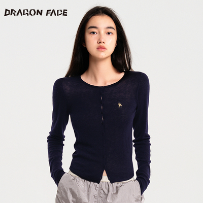 【明星同款100%绵羊毛】龙脸DRAGON FACE 平纹系扣圆领开衫绵羊毛