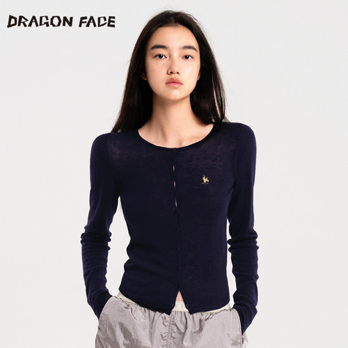 【明星同款100%绵羊毛】龙脸DRAGON FACE 平纹系扣圆领开衫绵羊毛