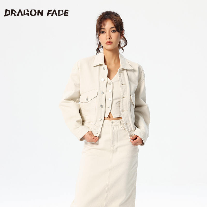 明星同款牛仔外套龙脸棉