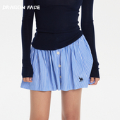 清爽条纹半身裙 FACE 龙脸DRAGON 条纹半裙网球裙 明星同款