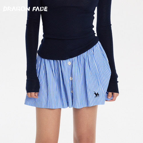 【明星同款】龙脸DRAGON FACE 清爽条纹半身裙 条纹半裙网球裙