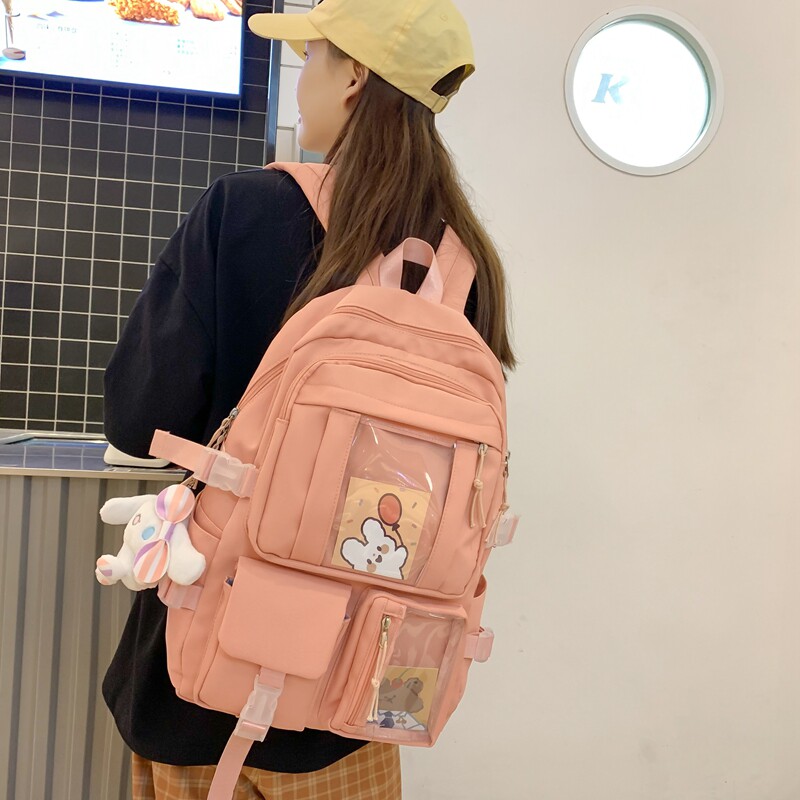 韩版大容量多口袋女学生双肩包