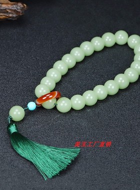 和田玉晴水色十八子手持念珠