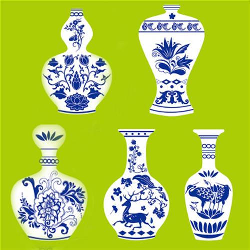 中天青花瓷制作手绘白底填色硬卡纸花瓶 幼儿园DIY材料模具手工