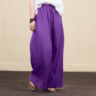 legged pants women Cotton trousers棉麻女裤 Wide loose linen