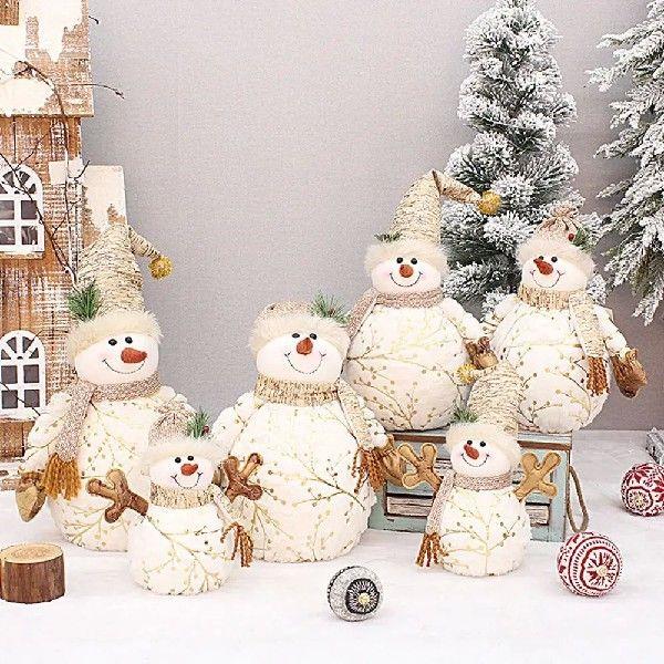 Creative Lovely Bronzing Short Plush Snowman Stuffed Toy