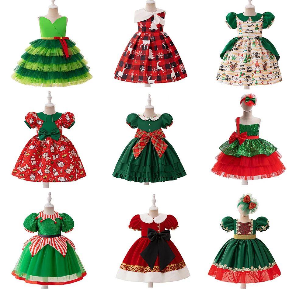 Girls Christmas Dresses Collection Girls Santa Claus snowfla