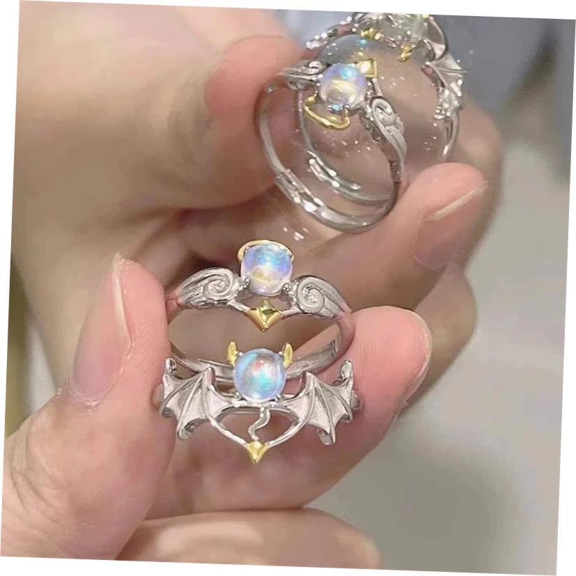 Rings Vintage Moonstone Ring Womens复古月光石戒指开口可调节