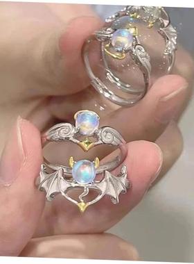 Rings Vintage Moonstone Ring Womens复古月光石戒指开口可调节