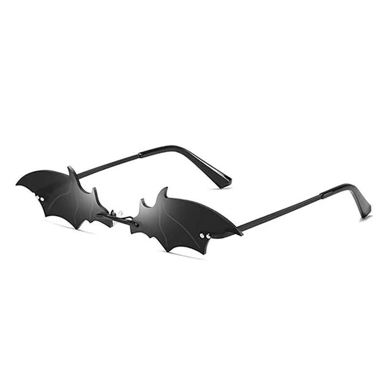 Halloween Bat Sunglasses Rimless Goth Trendy Eyewear Spooky