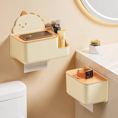 Wall-mounted Tissue Box Holder for Bathroom, No-Drill Wall S