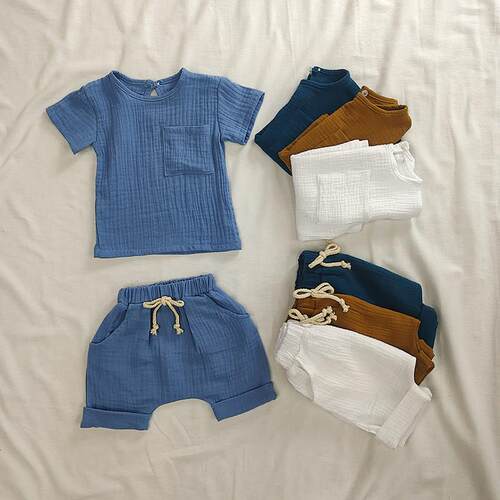 Organic Cotton Baby Clothes Set Summer Casual Tops Shorts Fo