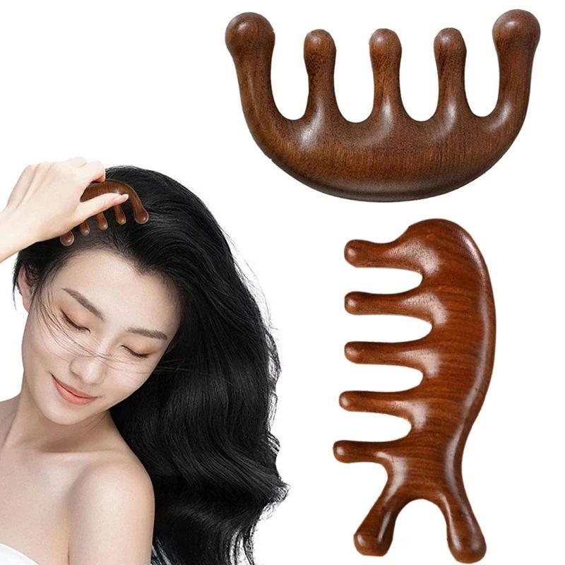 Massage Comb Head Massager Sandalwood Five Tooth Comb Whale