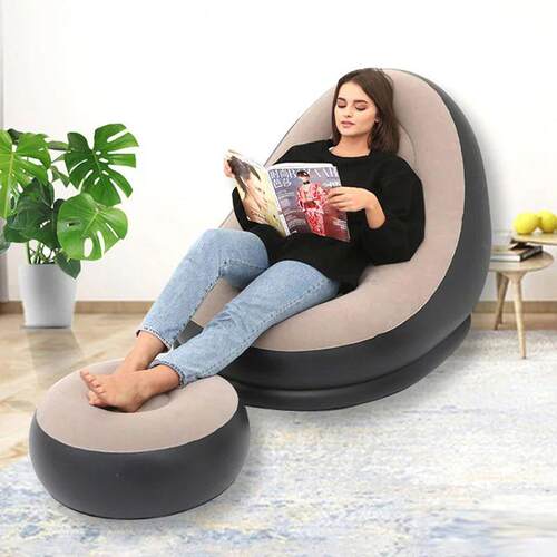 Inflatable Lazy Sofa Chair PVC Flocking Foldable Sofa With S