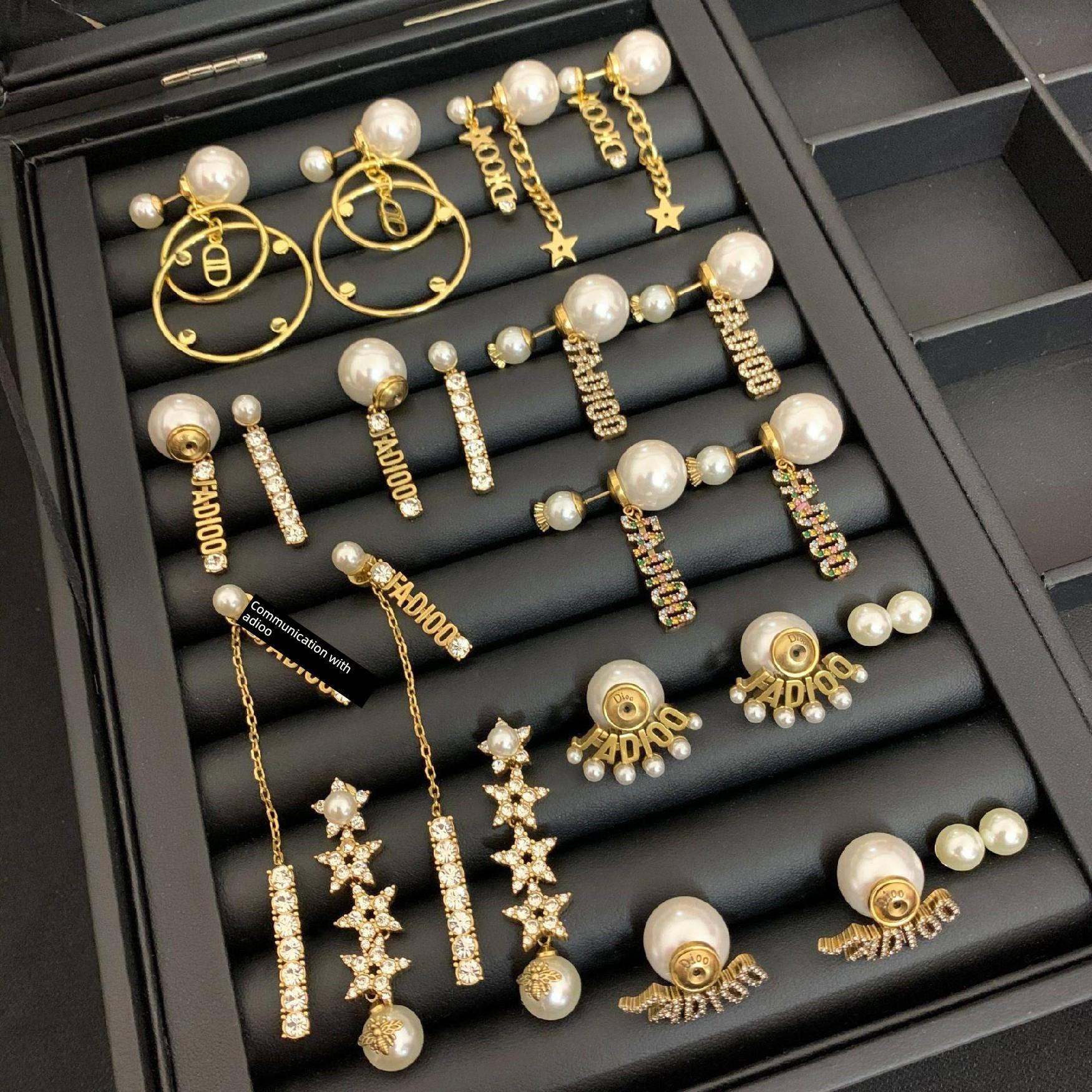 Fashion Tassel Pearl Earrings for Women Star Letters Stud