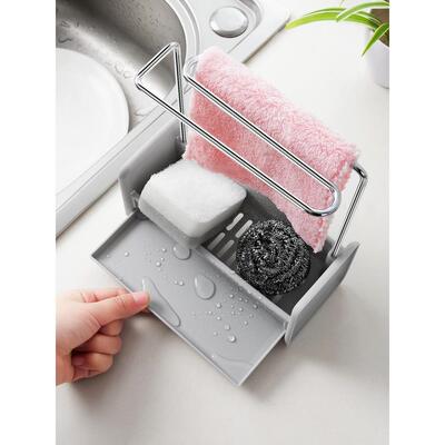 Stainless steel kitchen sponge towel hanger stand rack