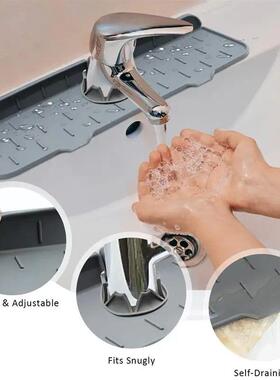 1PC Grey 37X14CM Kitchen Faucet Absorbent Mat Sink Splash Gu