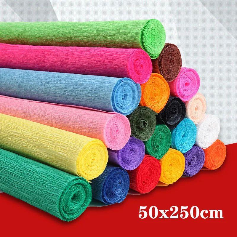 50x250cm Colored Crepe Paper Roll Origami Crinkled Crepe Pap