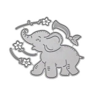 Elephant Flower Cutting Dies Greeting Invitation Message