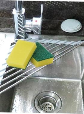 Triangular sink drain rack Roll up drying plate rack drainin