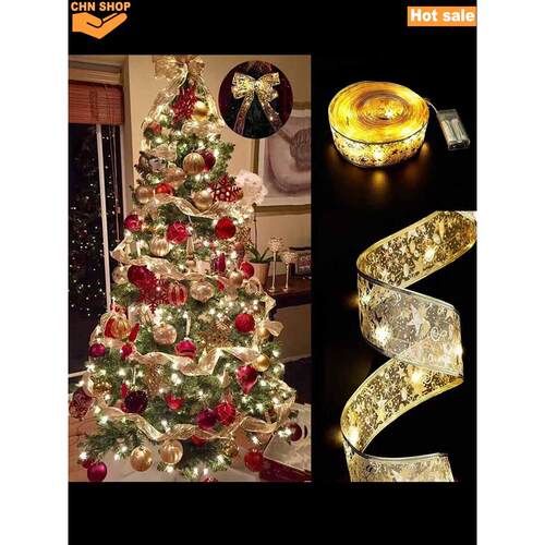 Christmas tree decorative LED lights silk ribbon light strip