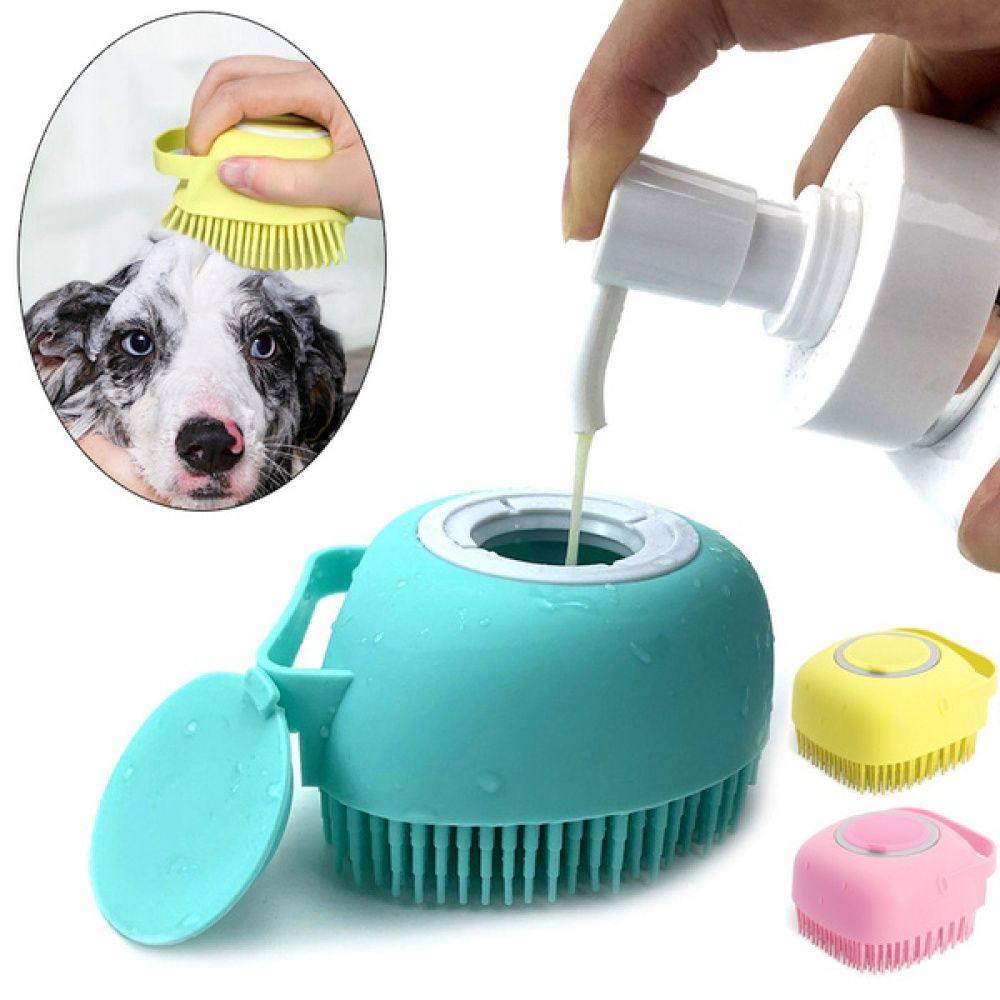 Soft Silicone Dog Brush Pet Shampoo Massager Bath Brush Bath_虎窝淘