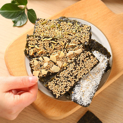 2.5kg盒装夹心海苔脆芝麻味烤海苔 儿童孕妇小孩零食即食厂家