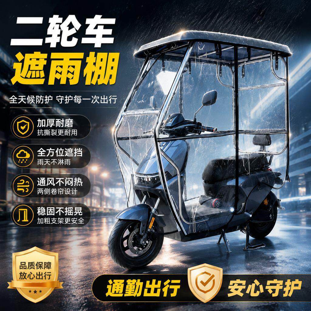二轮车专用通用车棚雨棚不锈钢车棚遮阳遮雨棚外卖车专用电动雨刷