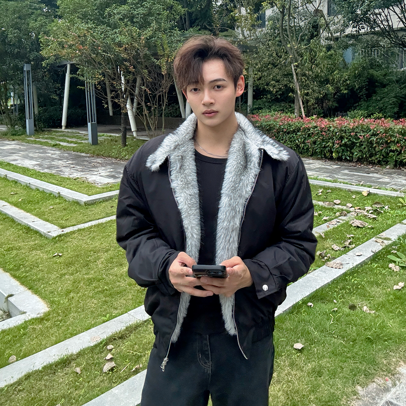 现货】狼王座山雕1500克仿狼毛内胆一体哈灵顿棉服外套 一件过冬