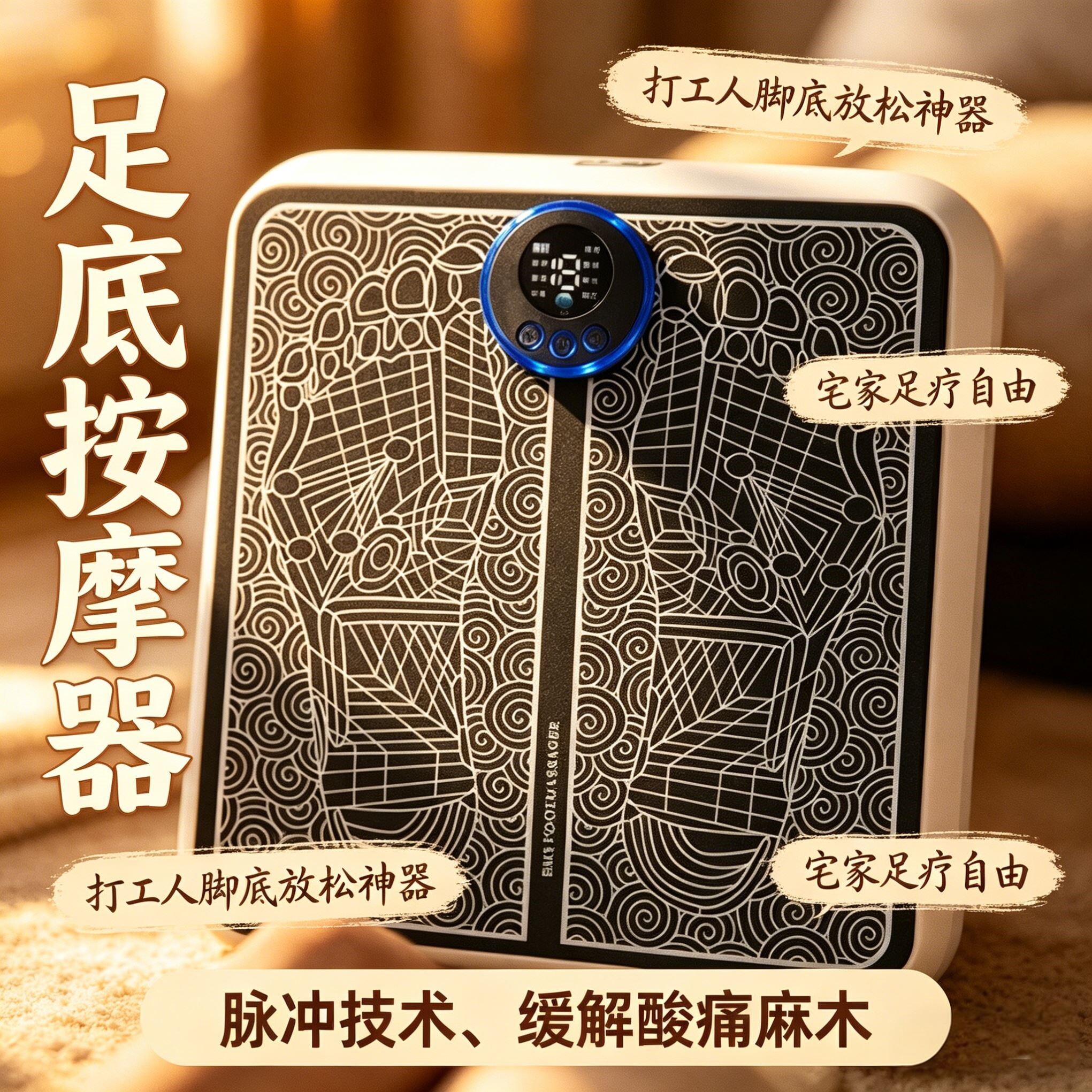 微电流家用多功能脚底按摩垫足部小型电疗按摩器疏通经络脉冲脚垫