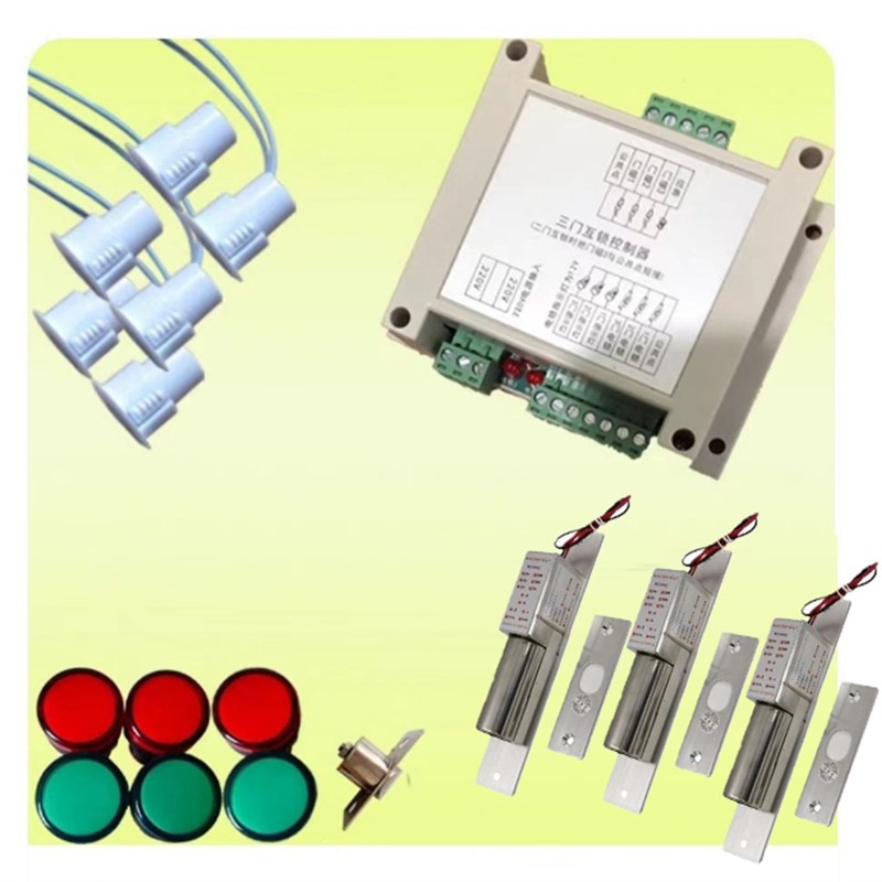 传递窗互锁控制器 缓冲间门电子互锁装置 二三门互锁联动锁线路板