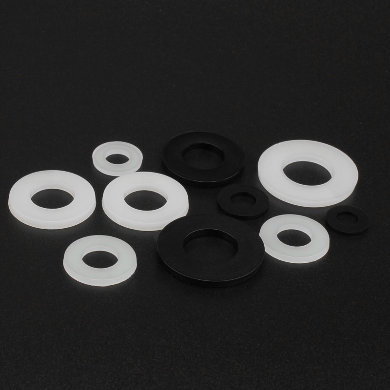 尼龙垫片加大 塑h胶塑料绝缘垫圈圆形平黑/白M2M3M4M5M6M8M10mm