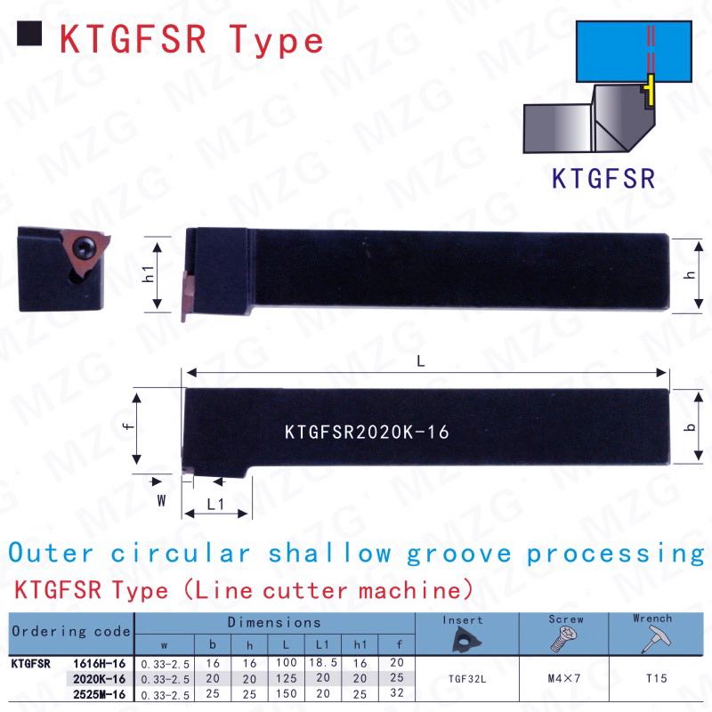 MZG车床三角形切槽刀杆KTGFR KTGFL KTGFSR KTGFSL 1010 1212 H16