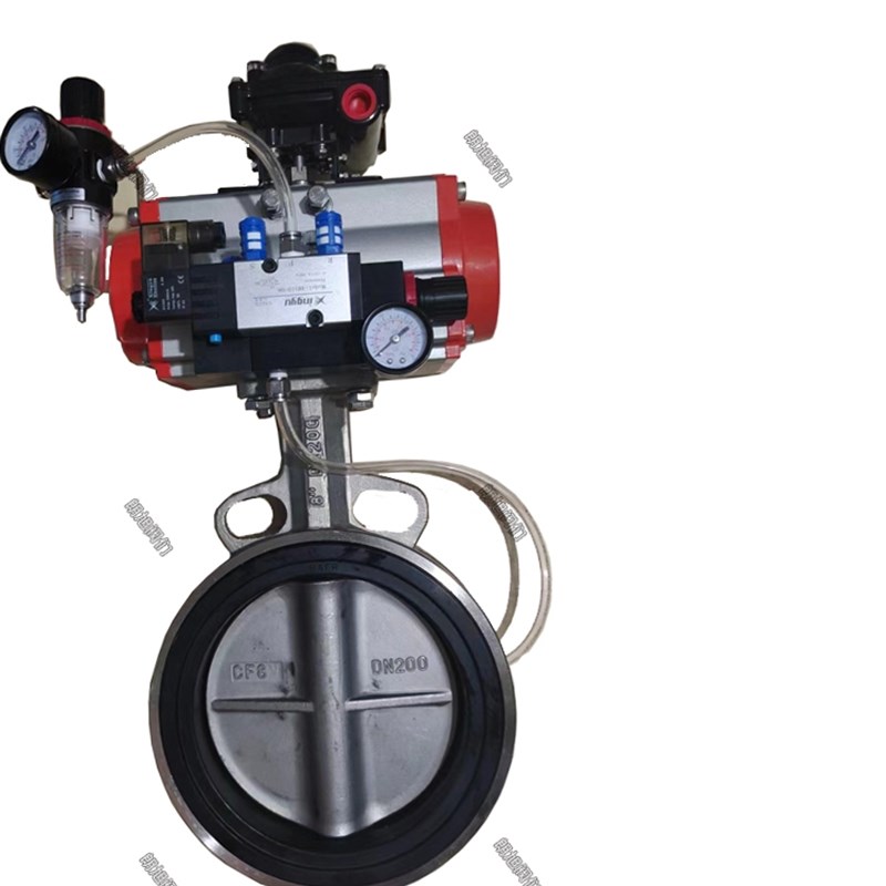 蓬胀式自密封粉体充气蝶阀 V1FS350 双作M用标准缸24放料罐底对夹