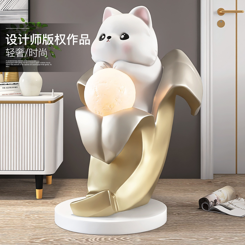 猫咪摆件客厅大型落地家居饰品电视柜沙发旁灯搬家礼物乔迁新居