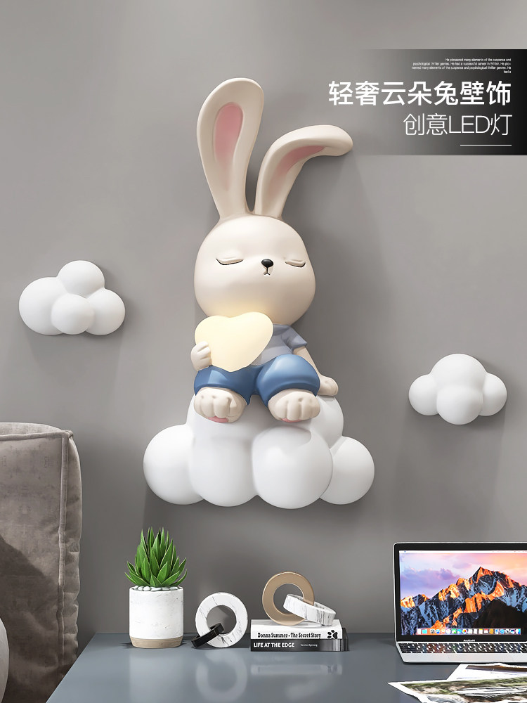 兔子3D立体浮雕壁挂客厅背景墙面装饰灯玄关挂画卧室儿童房间壁饰