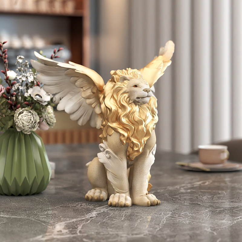 棕榈树雄狮桌面摆件轻奢装饰品