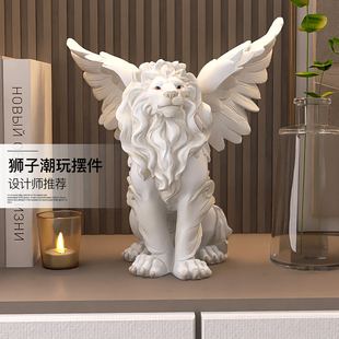 饰品 北欧狮子工艺品摆件轻奢玄关客厅电视柜酒柜样板房摆设桌面装
