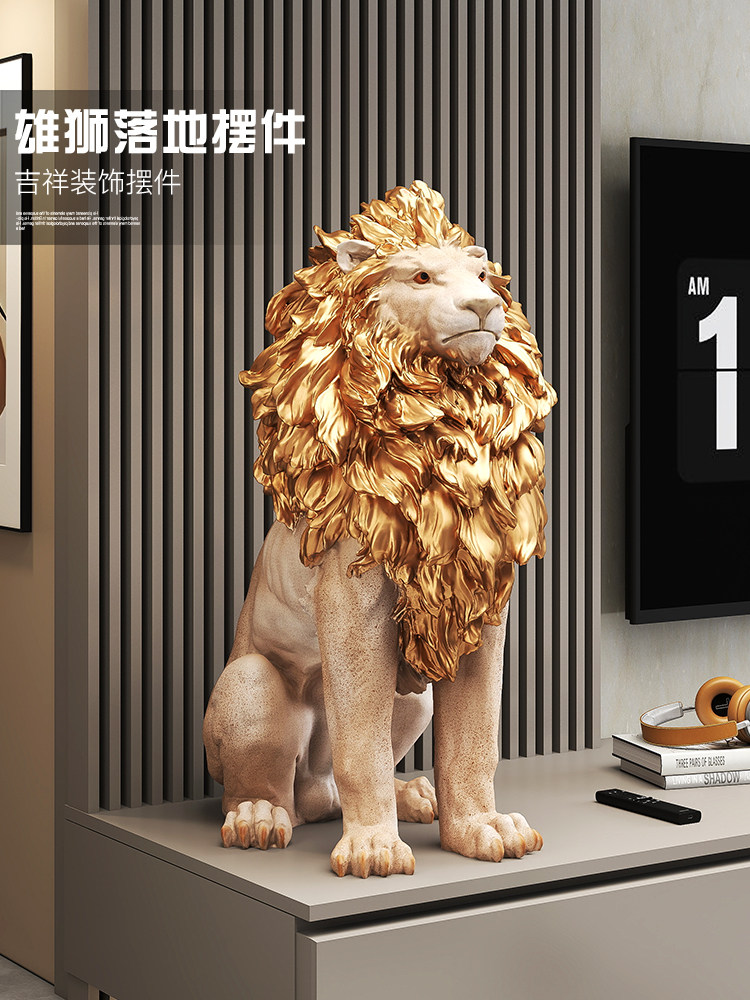 轻型豪华狮子客厅电视柜旁边的大型落地式装饰品创意办公室家装乔
