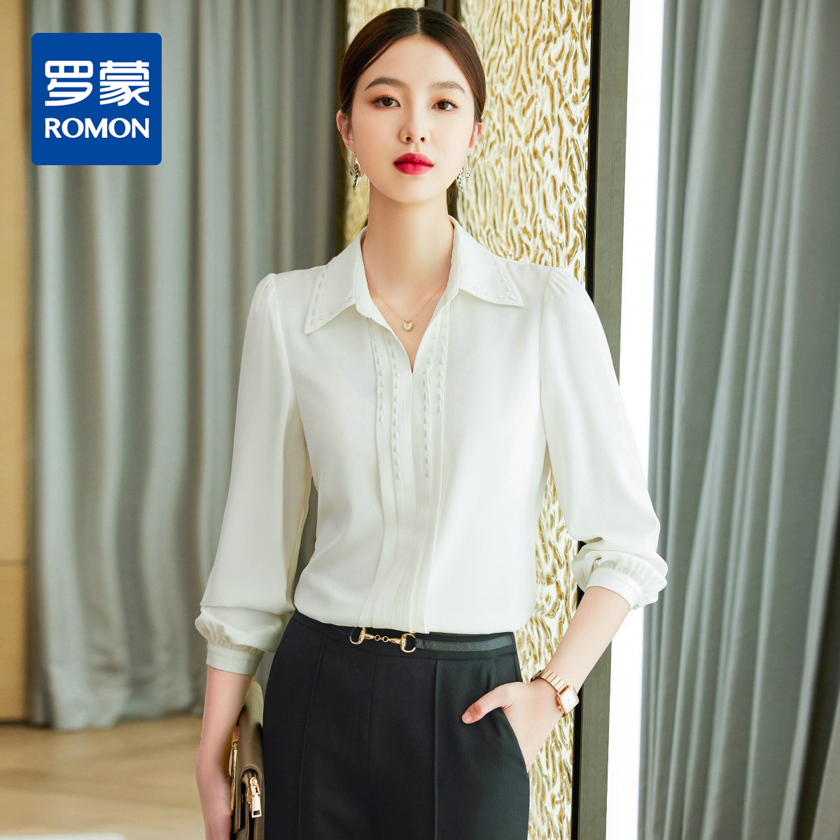 长袖衬衫罗蒙女士简约