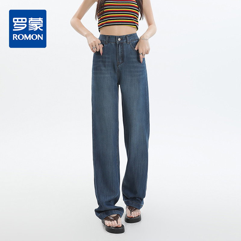 【莱赛尔面料】罗蒙春夏轻薄女式牛仔裤直筒宽松版休闲百搭女长裤