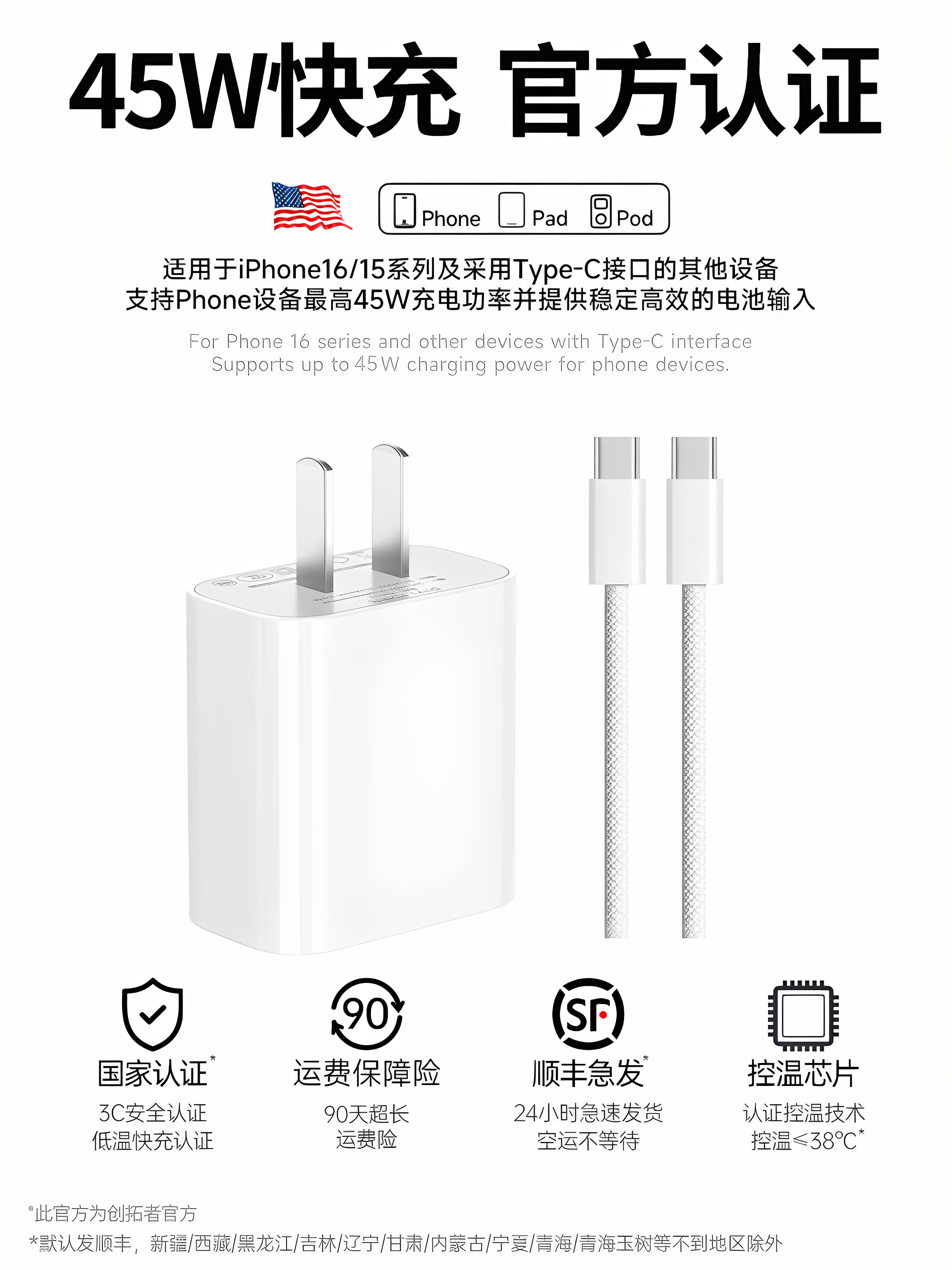 Пользователи Apple | головка для быстрой зарядки мощностью 45 Вт оригинальная аутентичная Изображение 1